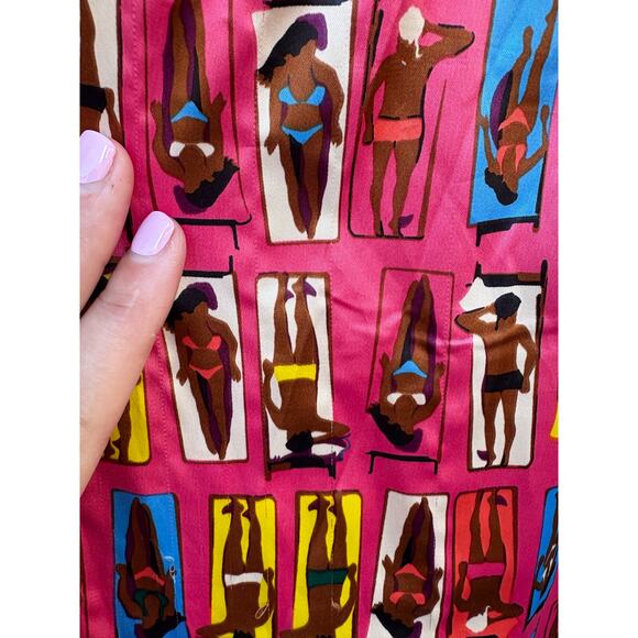 TRACY NEGOSHIAN Pink Sunbathers Braided Neckline Shift Dress - Small - Picture 11 of 14